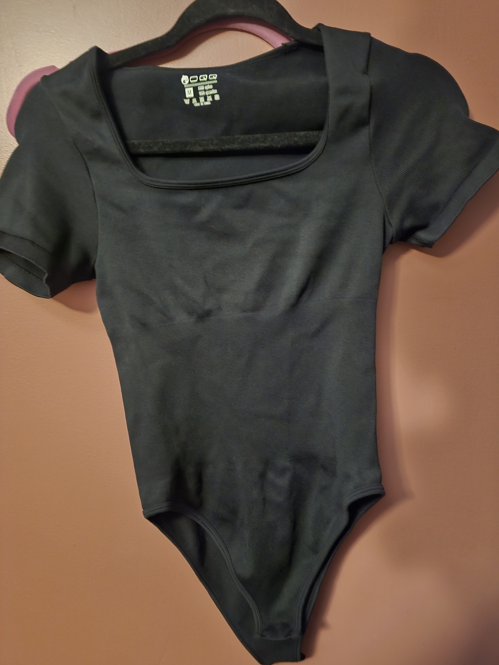Classic Black Short-Sleeve Square Neck Bodysuit